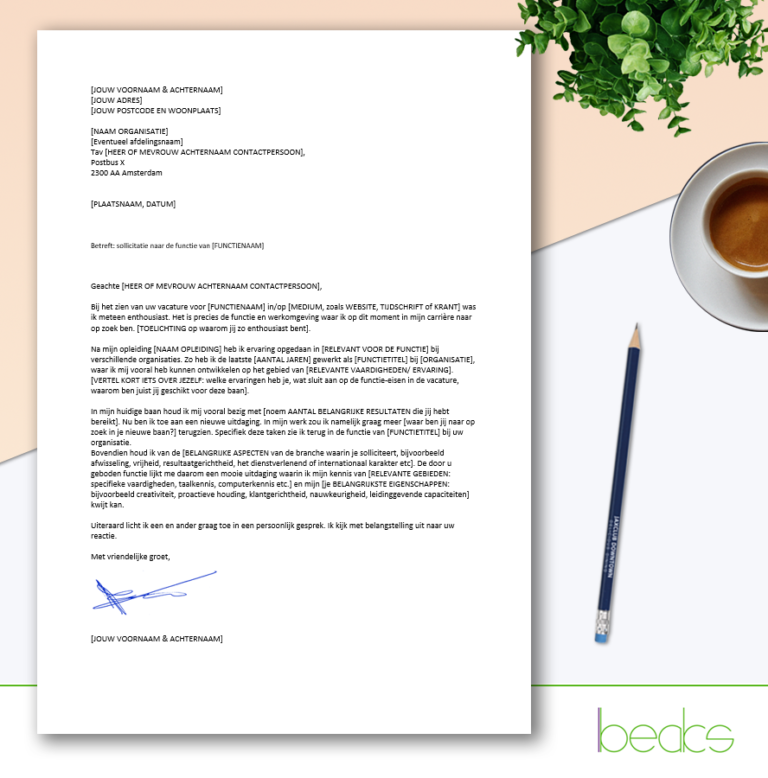 sollicitatiebrief voorbeeld algemeen - Beaks.nl