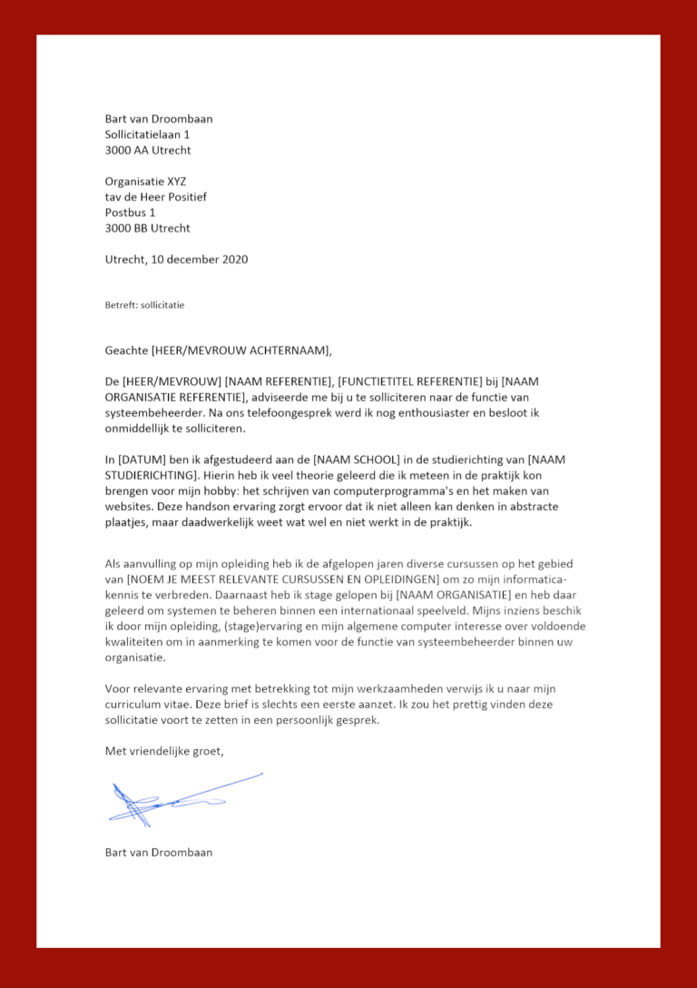 Voorbeeld sollicitatiebrief Systeembeheerder/ ICT [GRATIS TEMPLATE]