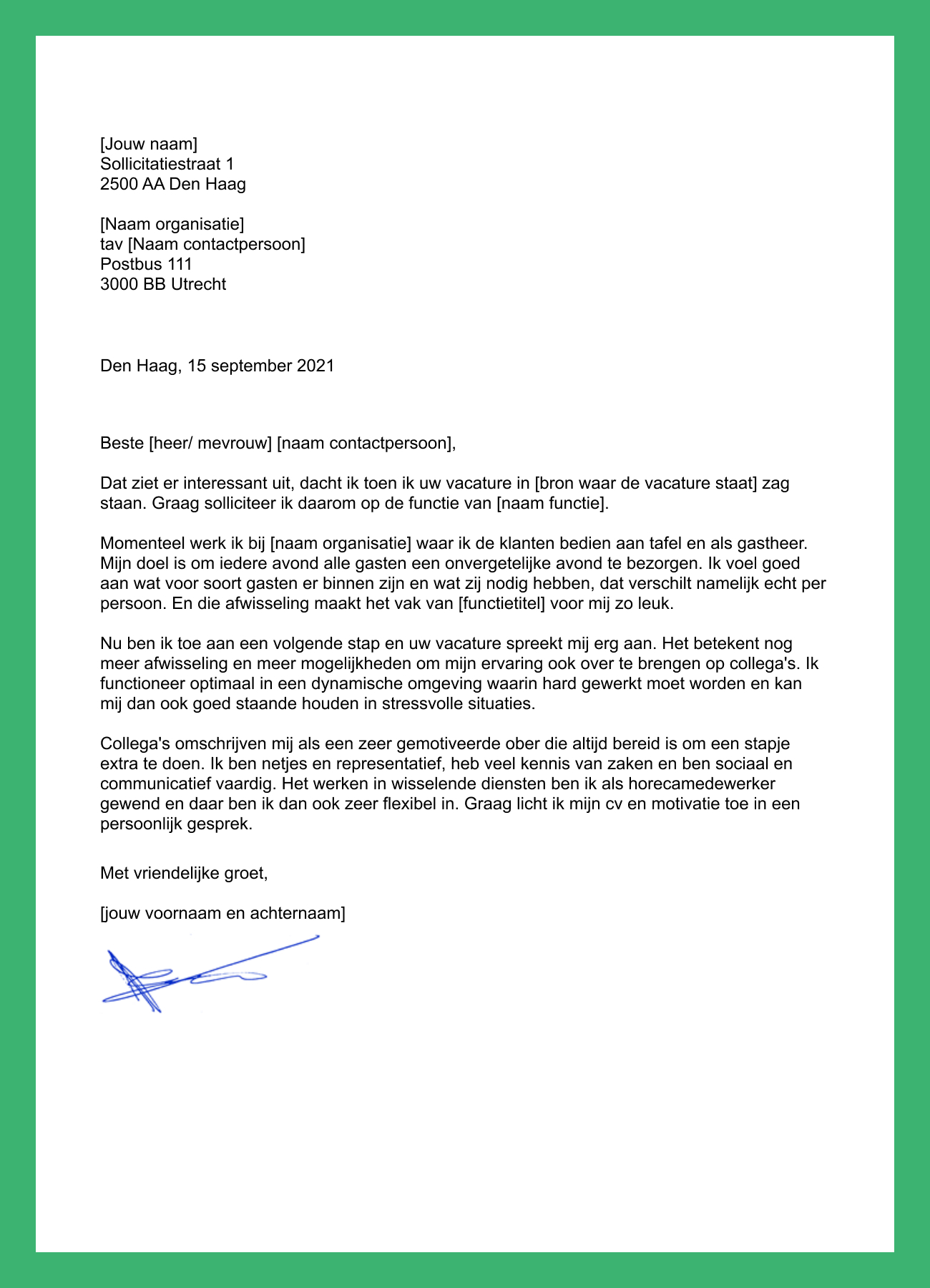 Hoe maak je een sollicitatiebrief voor de functie van ober?