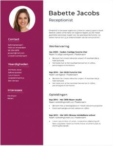 Cv Receptionist: voorbeelden en tips cv voorbeeld receptionist