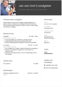 Professioneel cv voorbeeld Loodgieter cv loodgieter