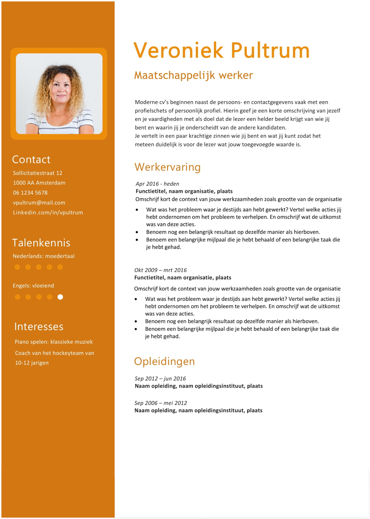 cv maatschappelijk werker