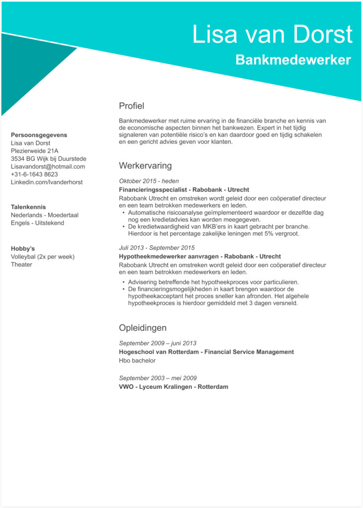 cv bankmedewerker