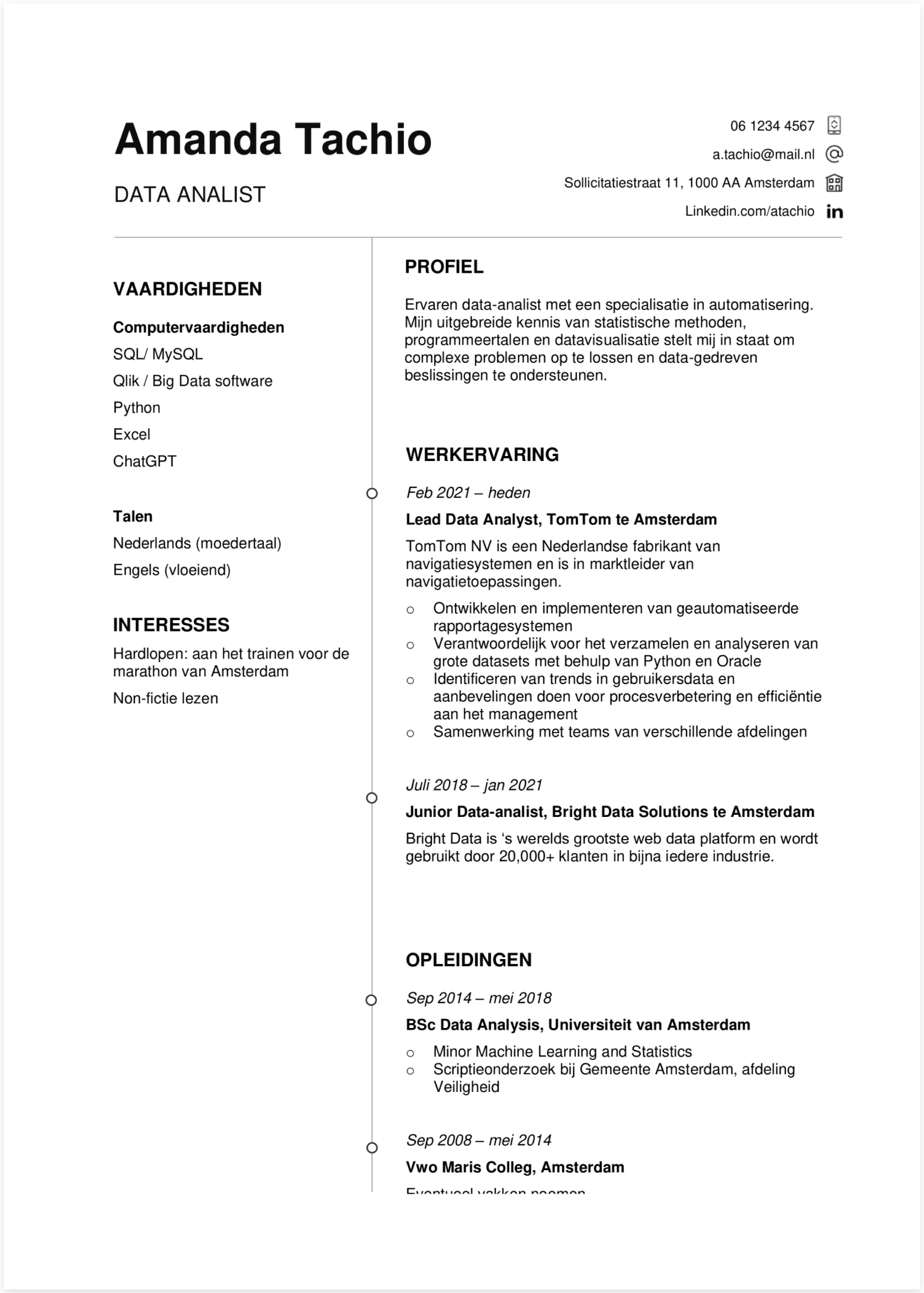 cv data analist