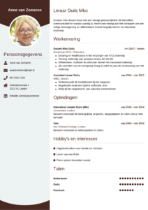 Cv voorbeeld Docent MBO cv docent mbo 1