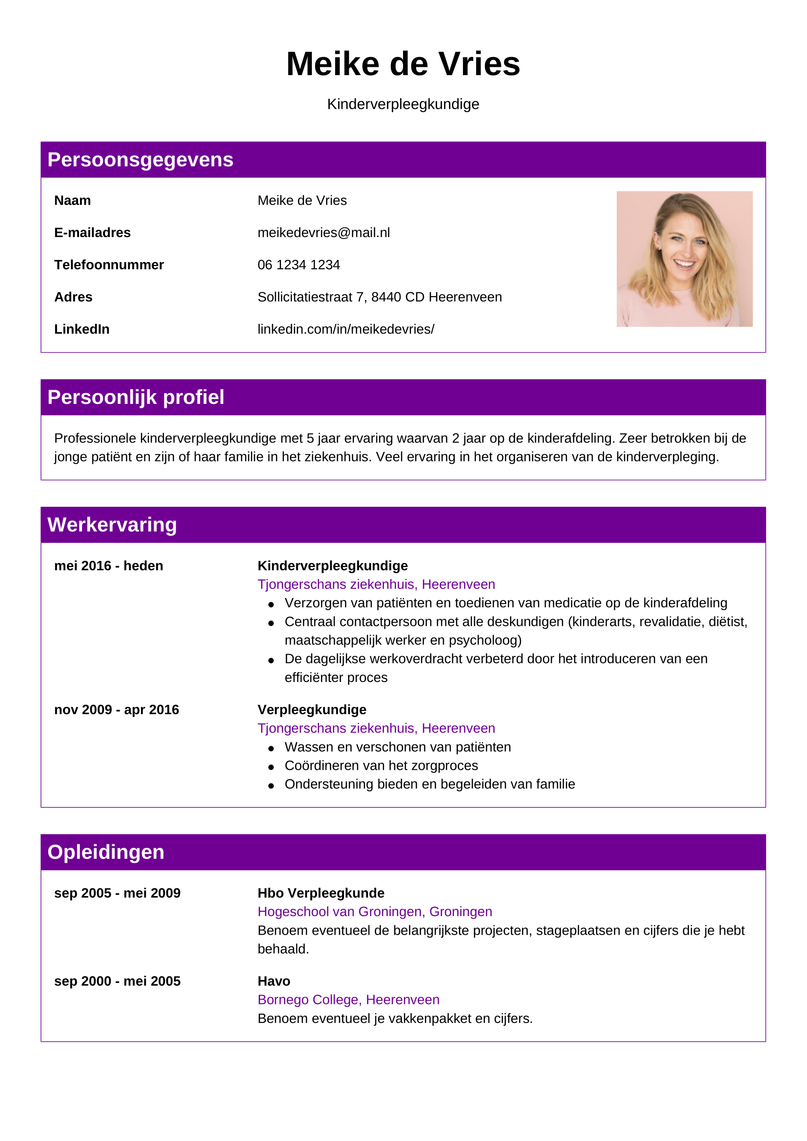 cv kinderverpleegkundige 2