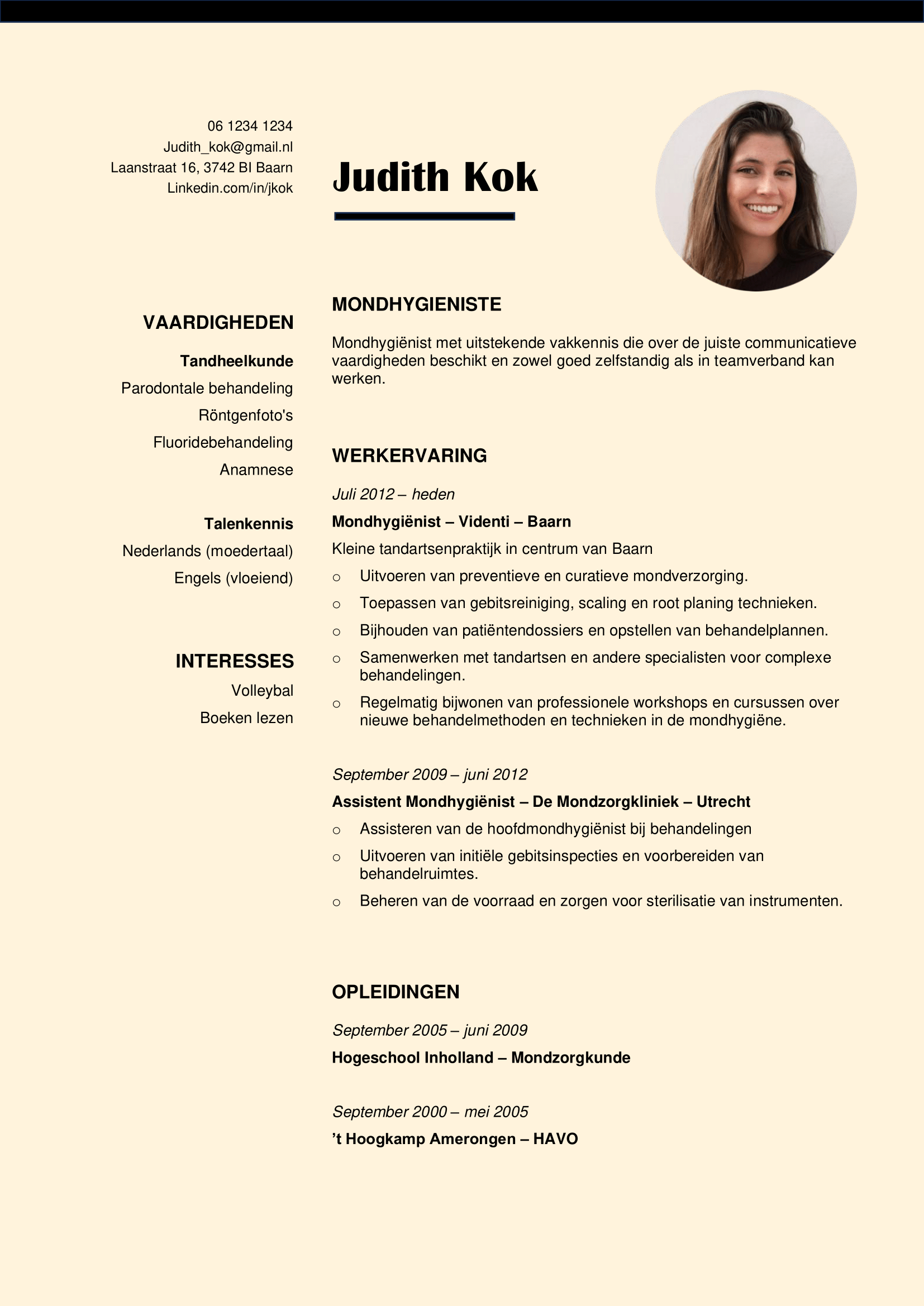 cv mondhygienist