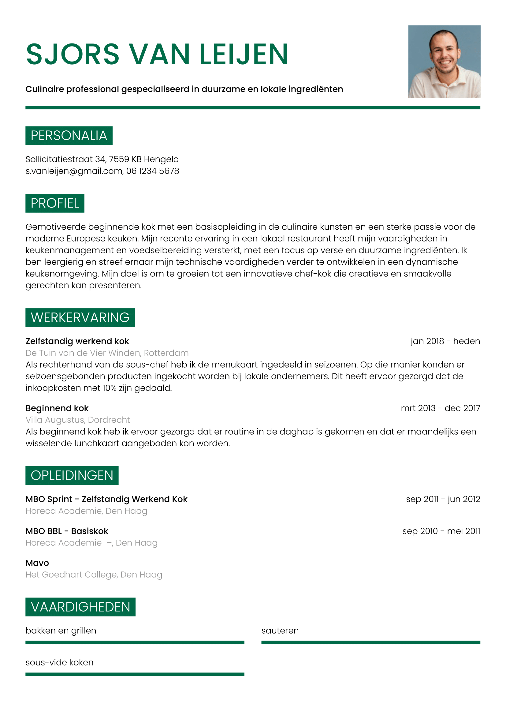 cv kok voorbeeld 1