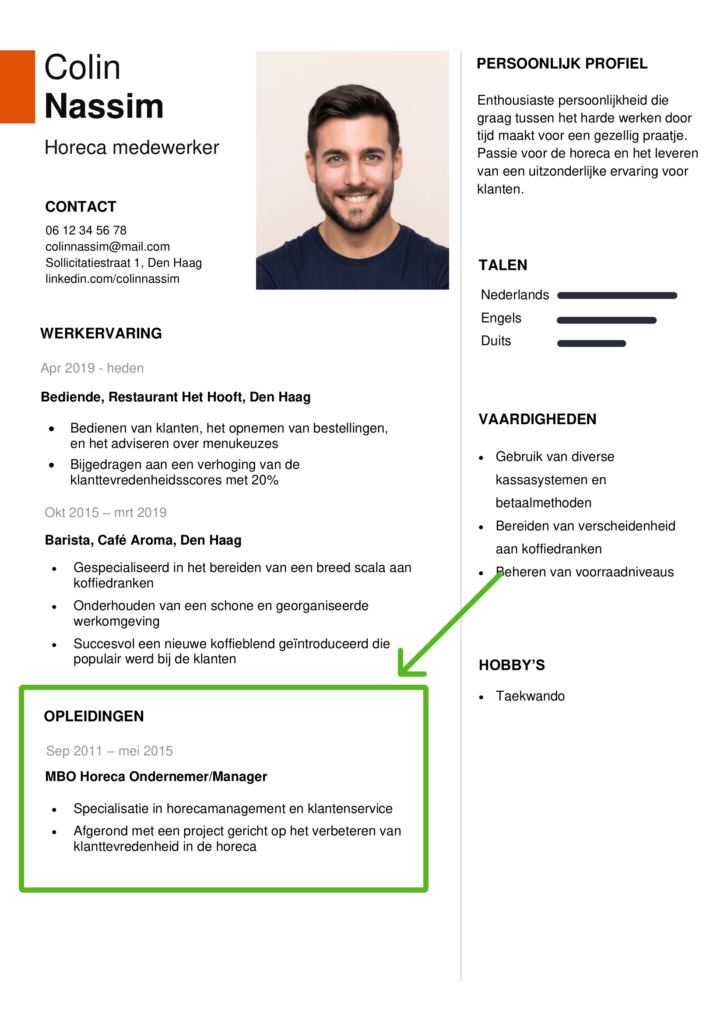 cv opleidingen voorbeeld 2