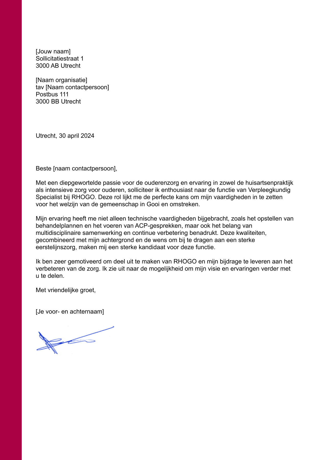 sollicitatiebrief laten schrijven