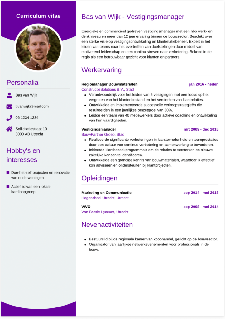 Cv voorbeeld Manager (algemeen)
