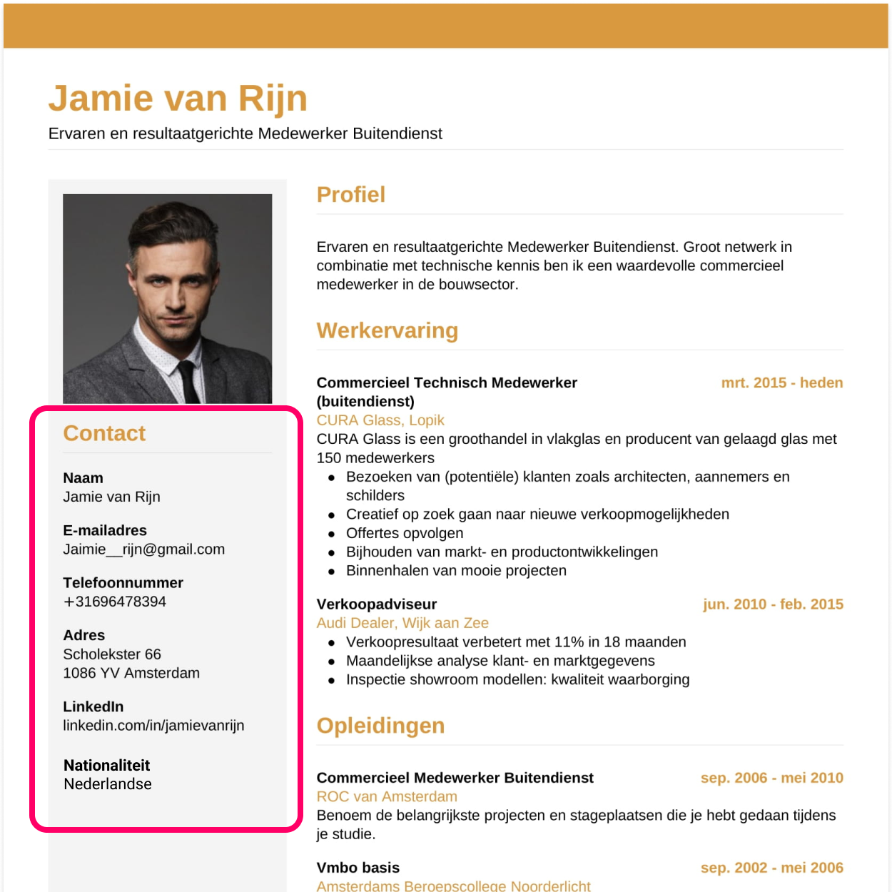 nationaliteit nederlandse cv