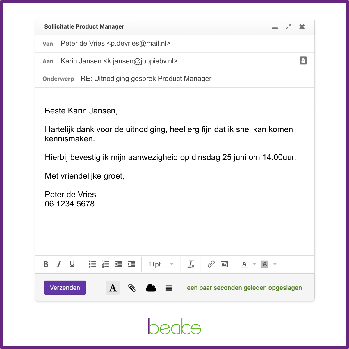 reactie uitnodiging sollicitatiegesprek