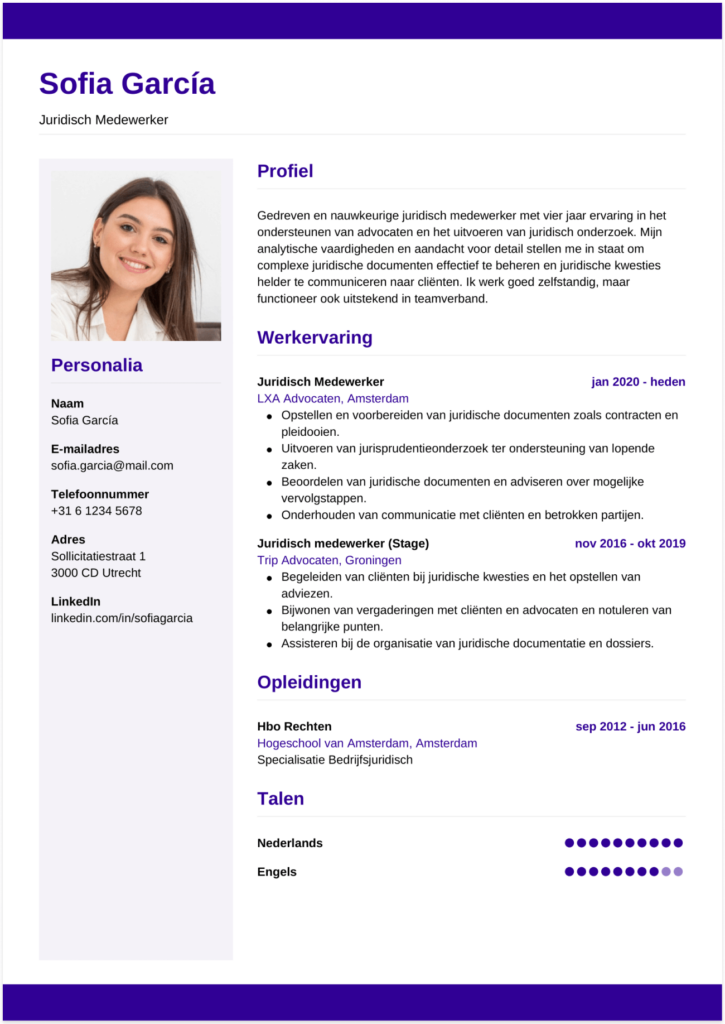 cv juridisch medewerker voorbeeld