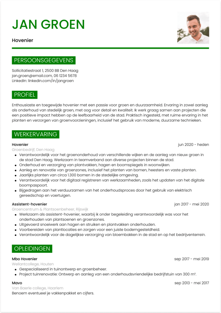 cv voorbeeld hovenier 2
