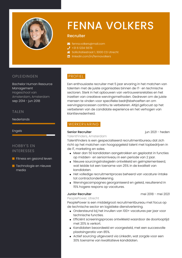 cv voorbeeld recruiter