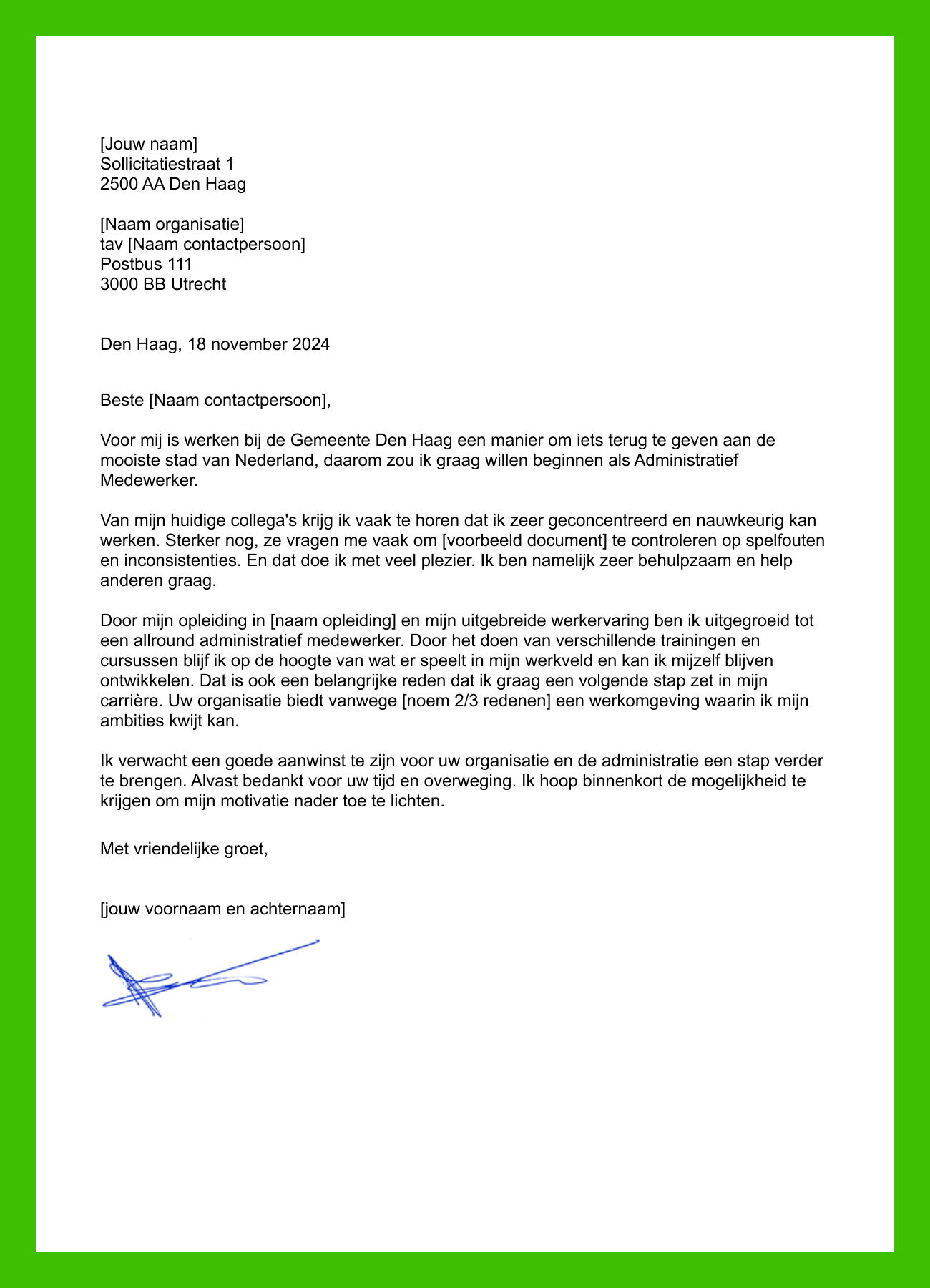 motivatiebrief administratief medewerker