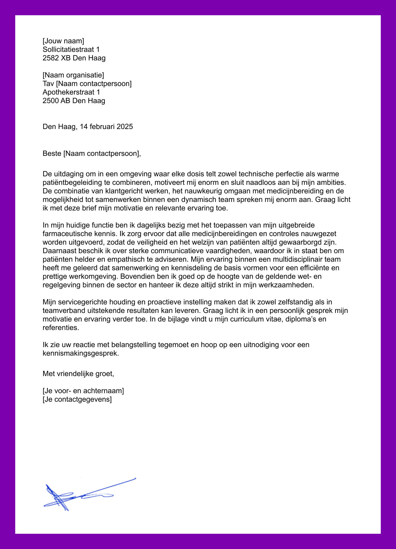 motivatiebrief apothekersassistent