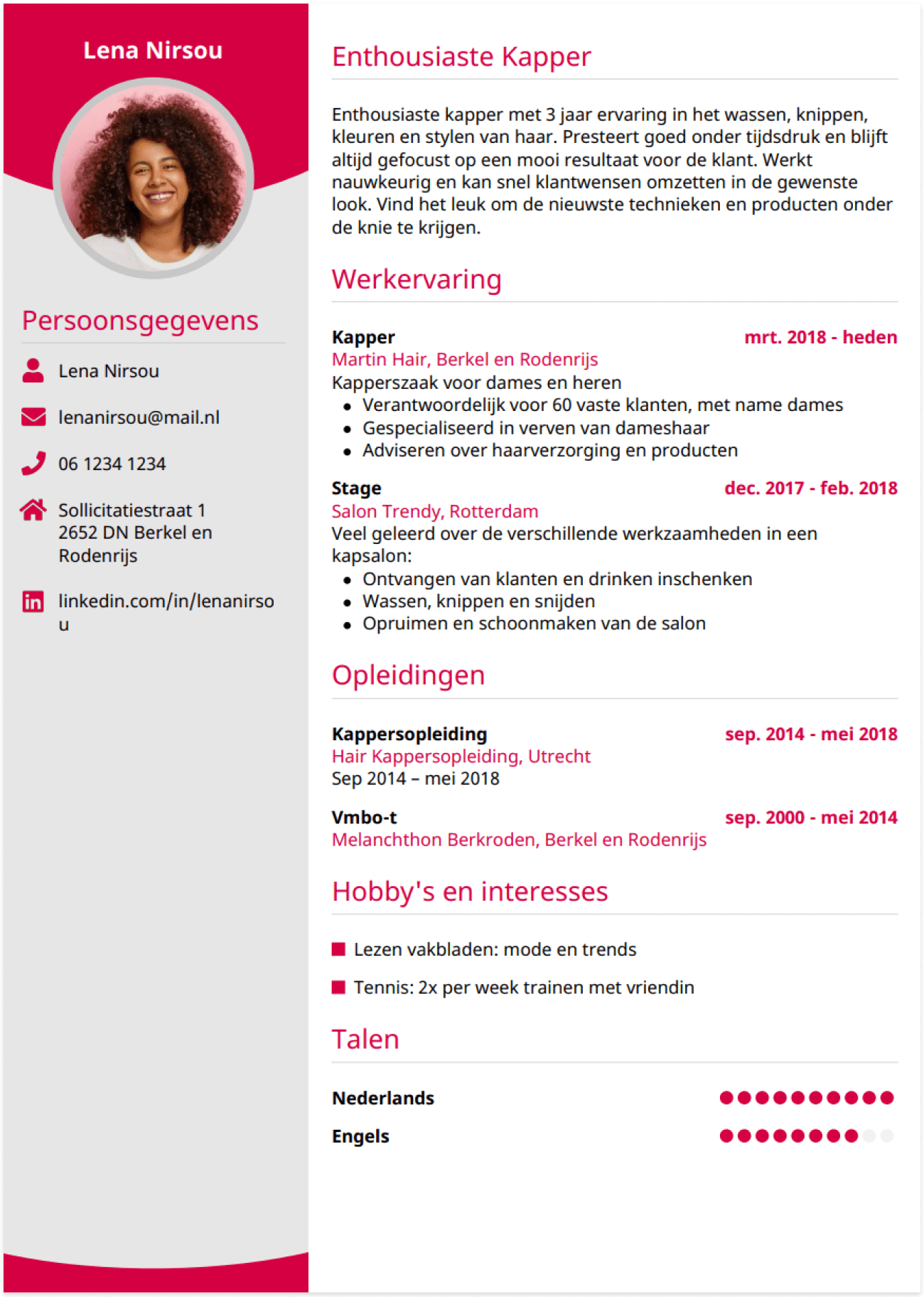 cv kapper stylist