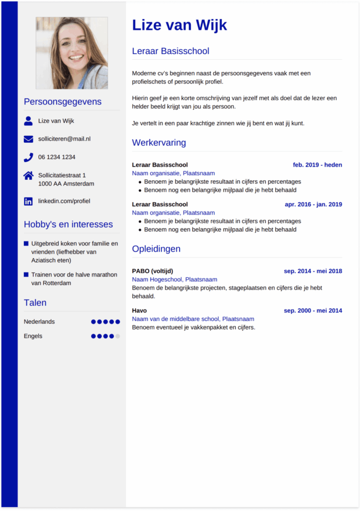 cv leraar basisschool template