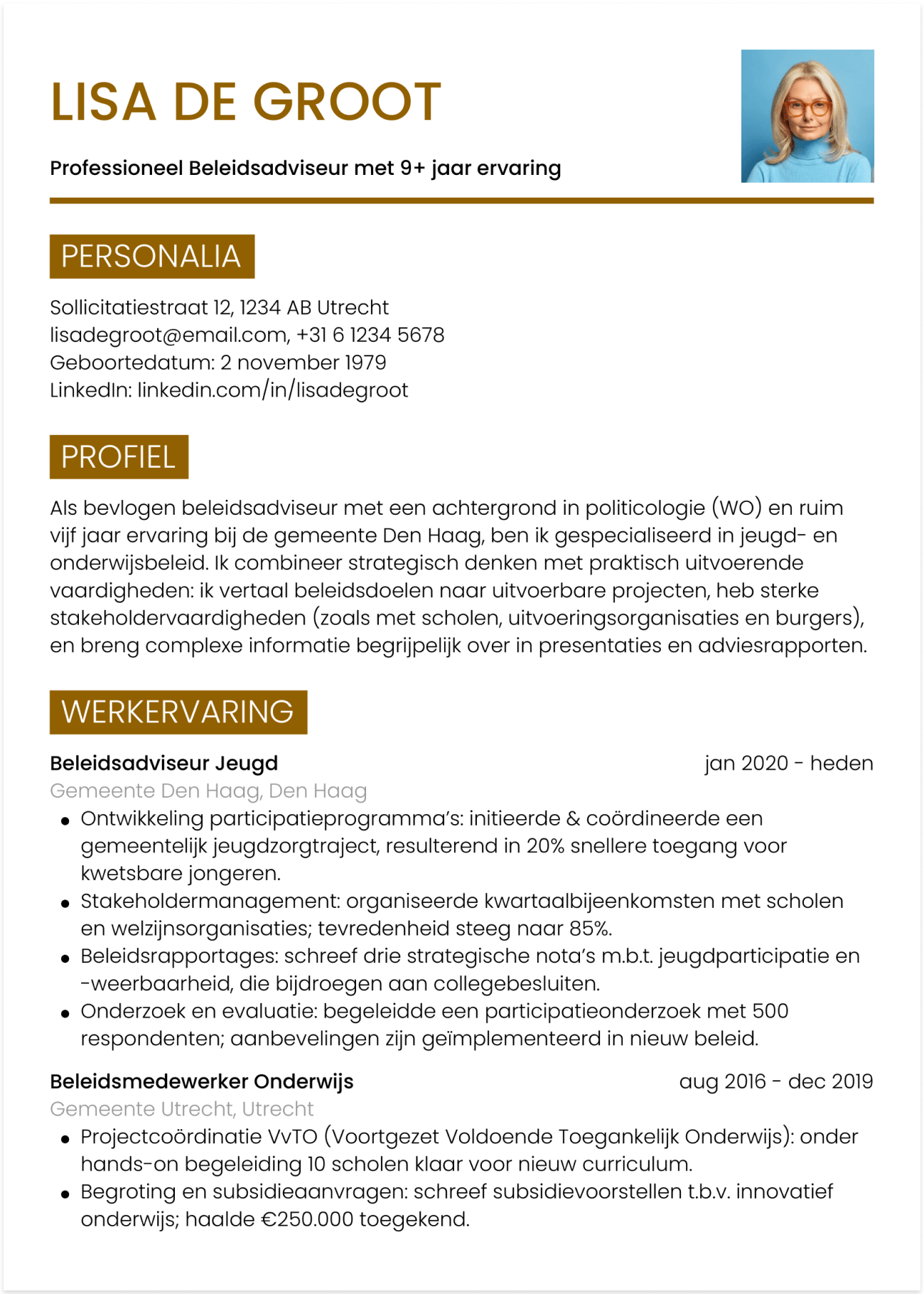 cv beleidsadviseur