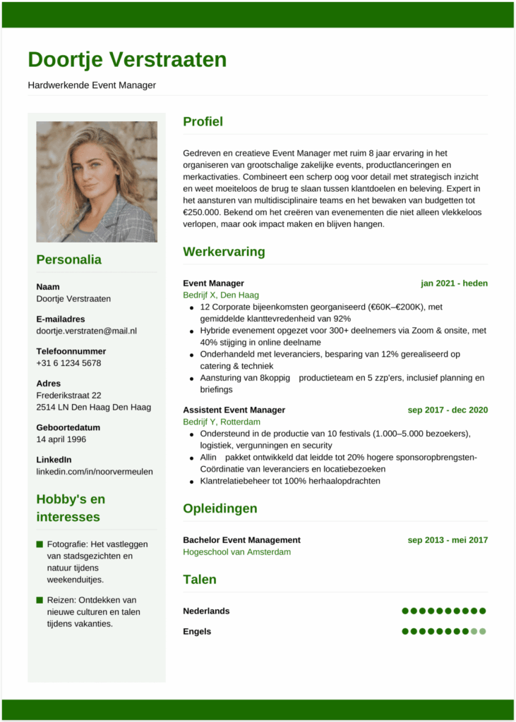 cv maken eventmanager