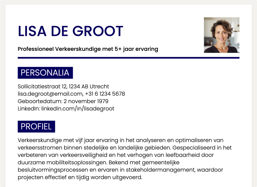 geboortedatum cv voorbeeld