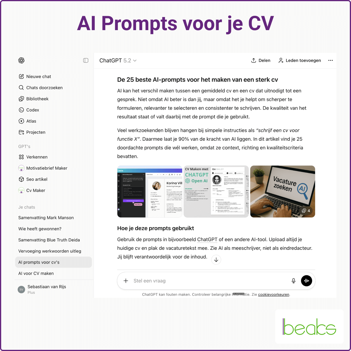 ai prompts cv maken