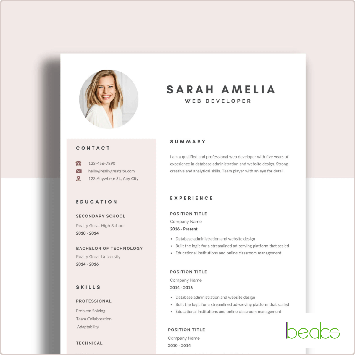 cv template kopen