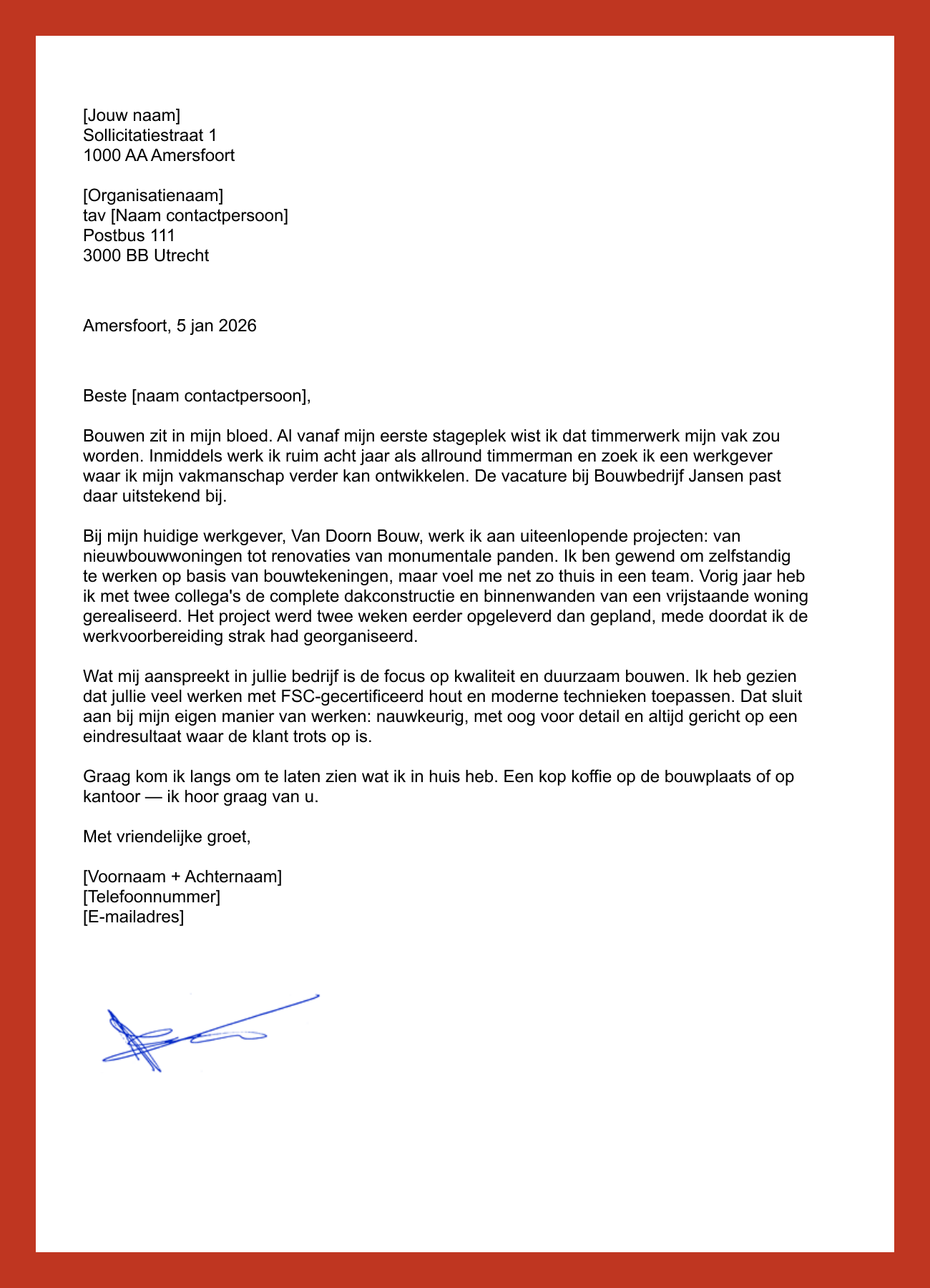 motivatiebrief timmerman