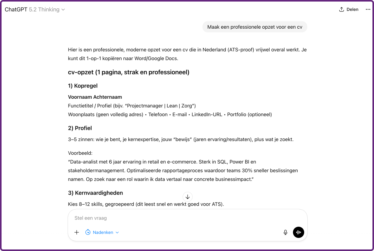 cv maken chatgpt