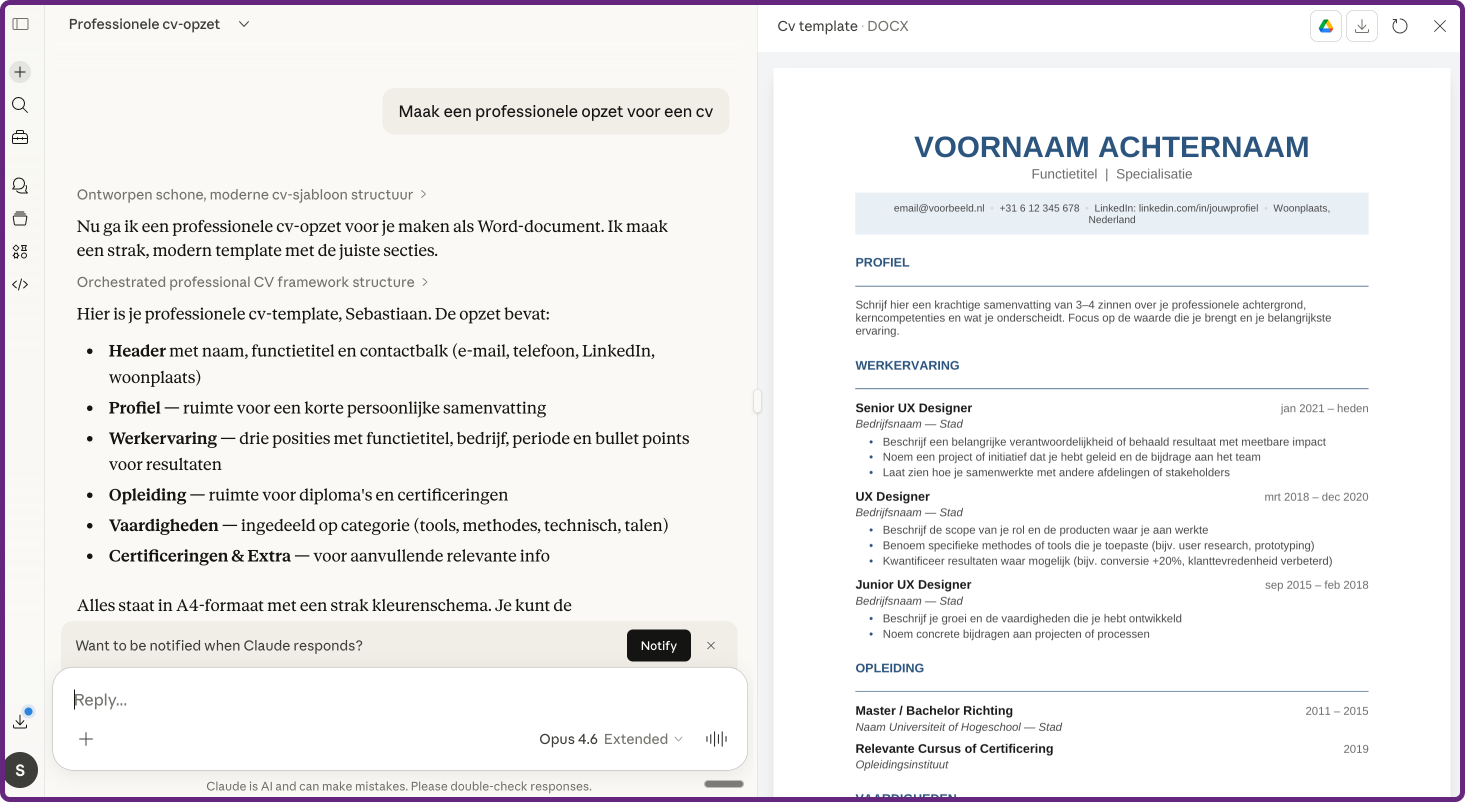 cv maken claude