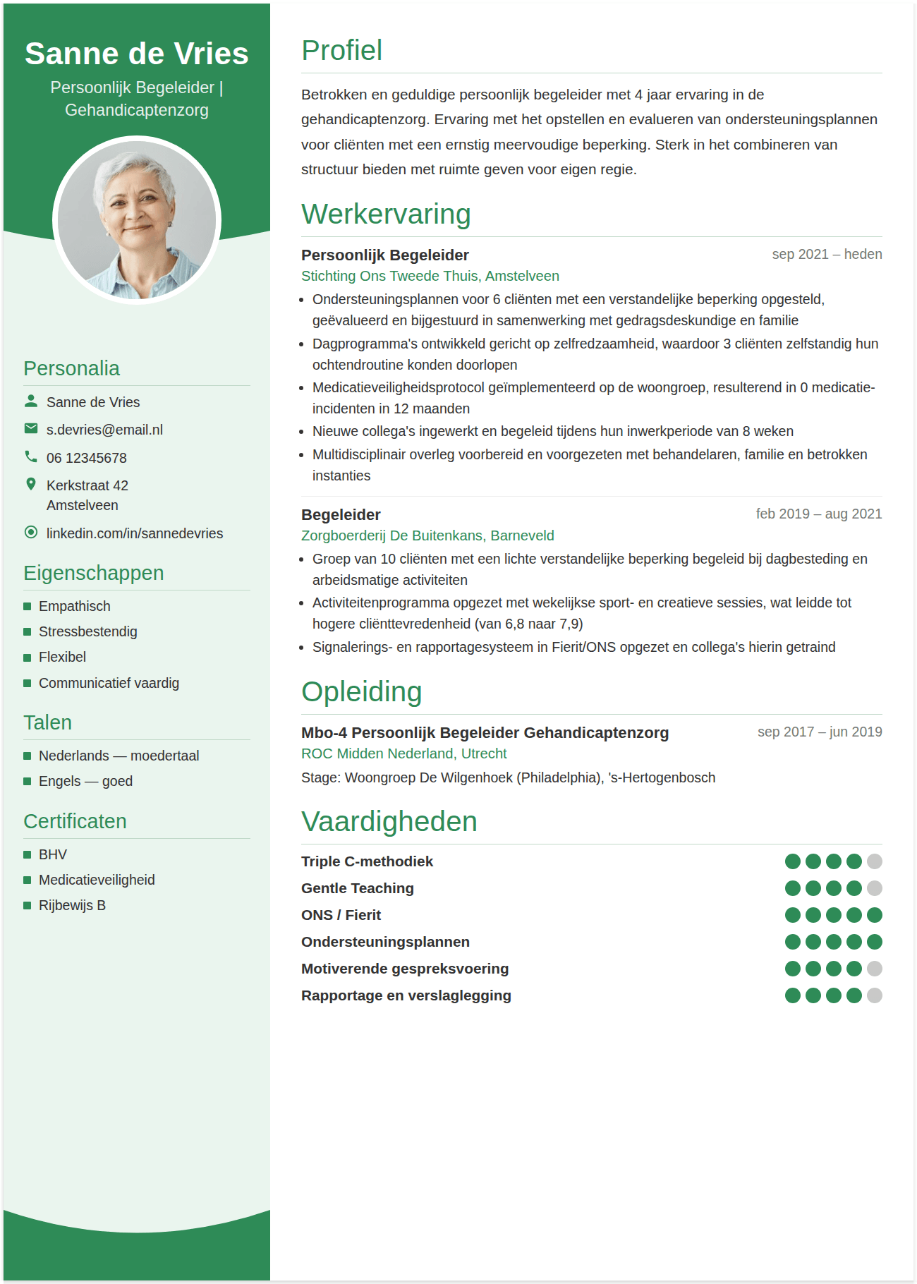 cv persoonlijk begeleider