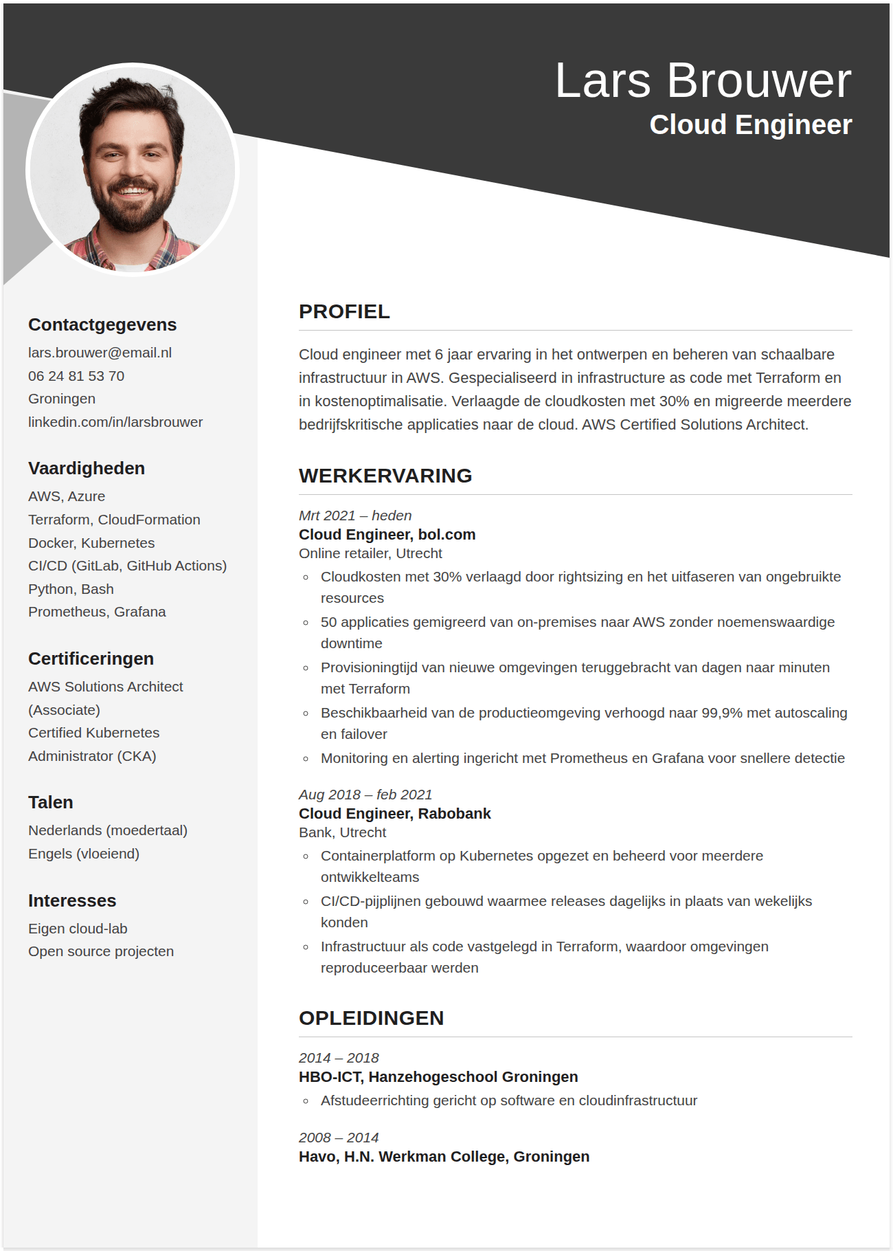 cv cloud engineer