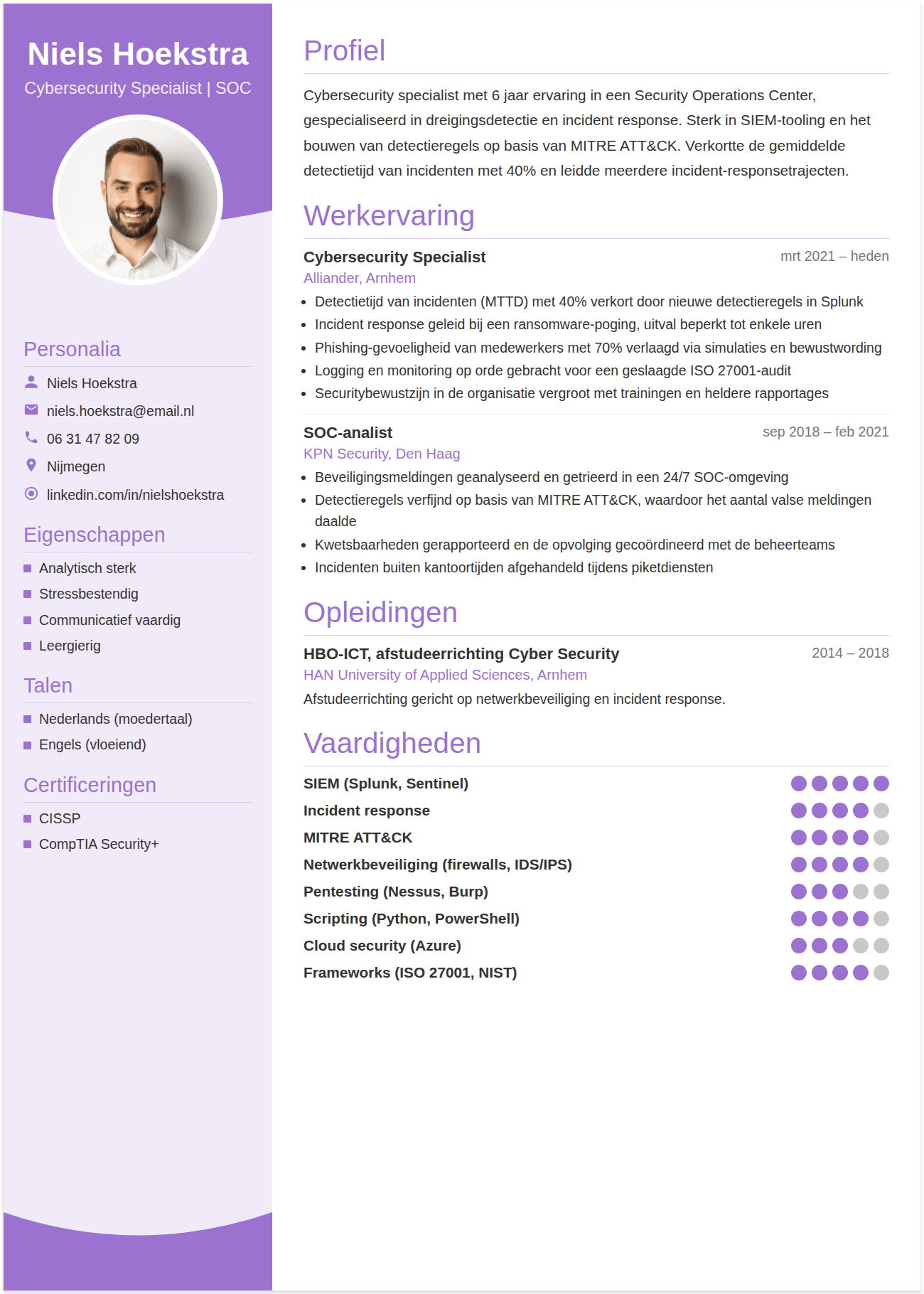 cv cybersecurity specialist