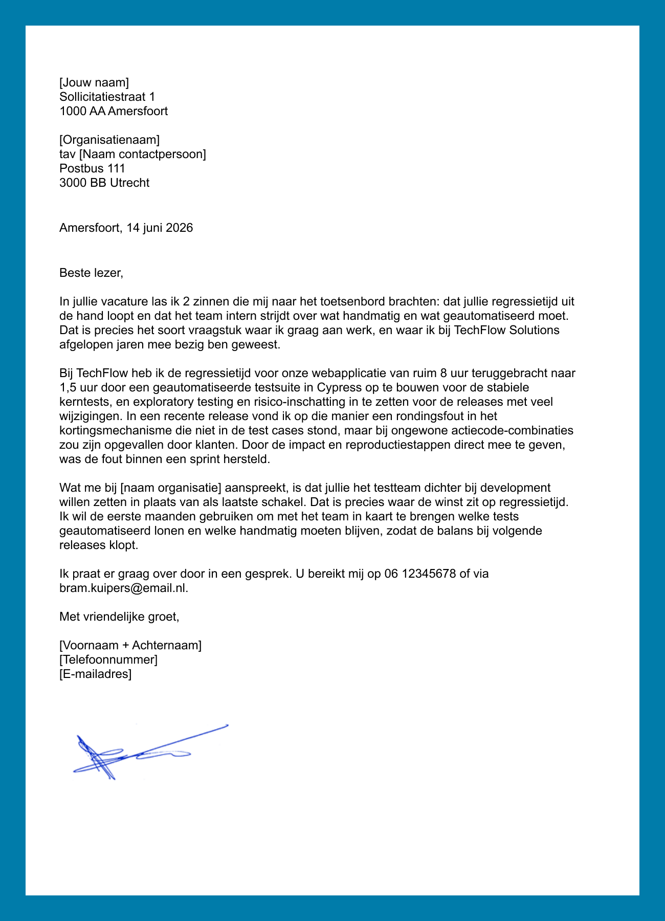 motivatiebrief software tester